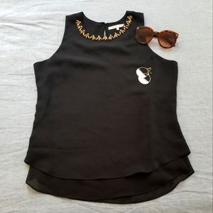 Black Embellished Sleeveless Blouse